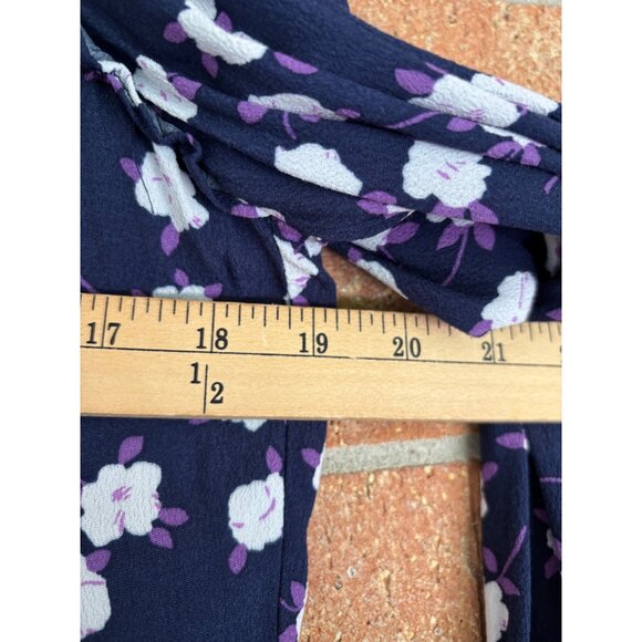J. Crew Navy Blue Floral Print Long Sleeve Tiered Mini Dress - Picture 12 of 16
